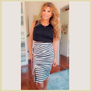 Love Scarlet Blue & White Striped Skirt